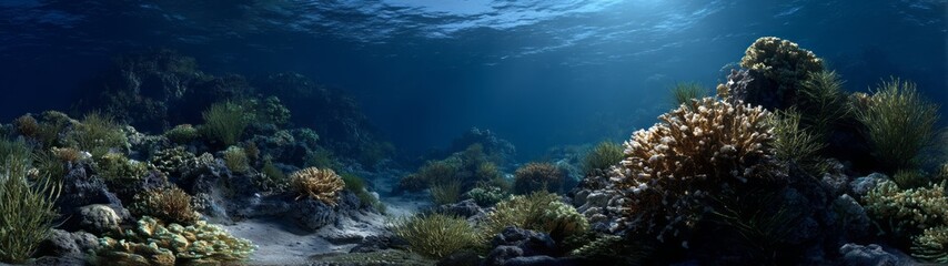 Underwater coral reef exploration ocean hdri panoramic environment map equirectangular