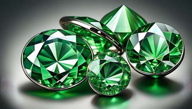 green gemstones of chrome tourmaline colors round cut art