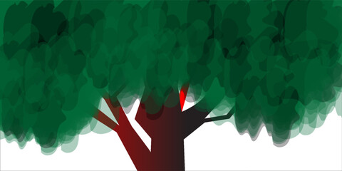 Vector PNG big tree growth standing cutout transparent background, nature, plant silhouette, isolated tree, environmental design, ecofriendly, green concept, nature growth.