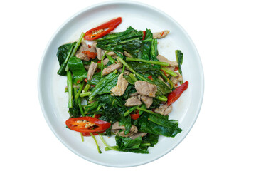 Thai food, stir-fried kale with pork