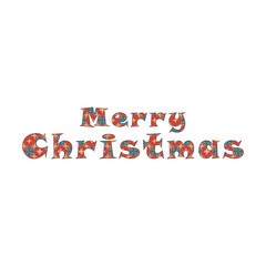 Festive Merry Christmas Typography with Colourful Pattern 
