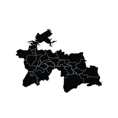 Fototapeta premium Vector illustration of black silhouette map of tajikistan