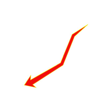 Red arrow pointing downward indicating decline or negative trend
