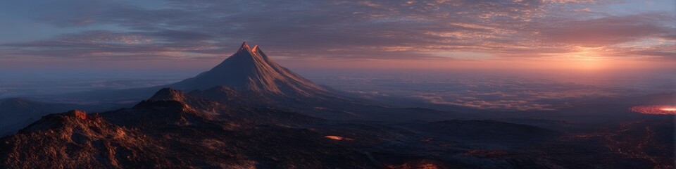 Obraz premium Exported volcanic landscape hdri panoramic environment map at sunset