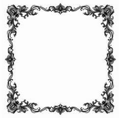 Exquisite Vintage Frame: A meticulously crafted vintage frame, adorned with intricate floral and leaf motifs, exuding elegance and timeless beauty, invites you to capture a moment of pure artistry.