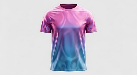 T-shirt with pink and blue gradient design on a white background.