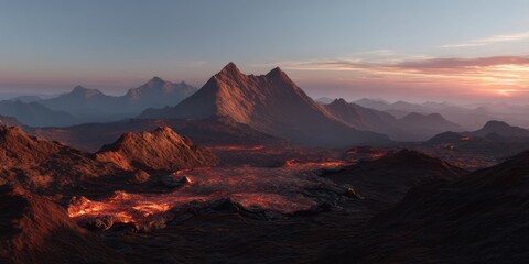 Obraz premium Volcanic eruption landscape exported hdri panoramic view equirectangular environment map