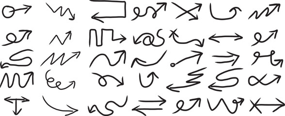 Mega Collection Of Hand Drawn Doodle Different Arrows Elements
