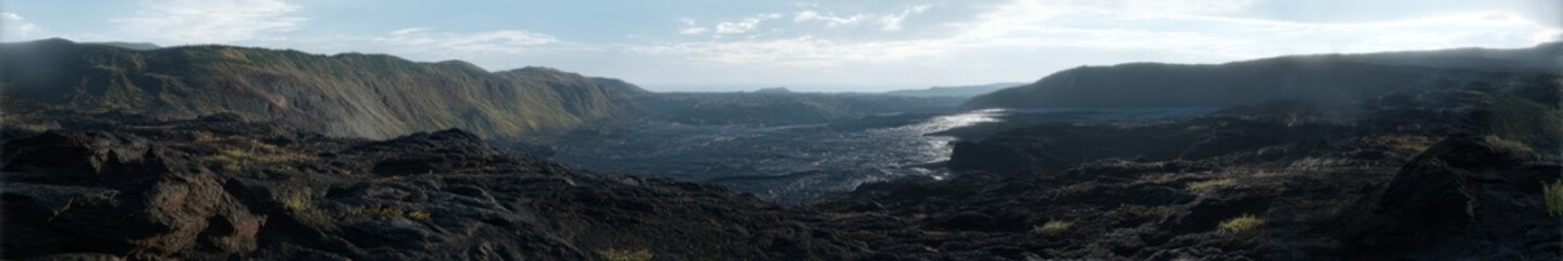 Obraz premium Volcanic eruption landscape iceland hdri panoramic environment map 360-degree view