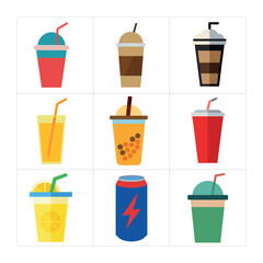 vector illustration of  a set of fast food drinks 