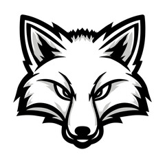 Fototapeta premium Sharp-edged, monochromatic fox head illustration, glaring