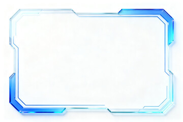 Transparent blue futuristic frame with glowing edges and angular design