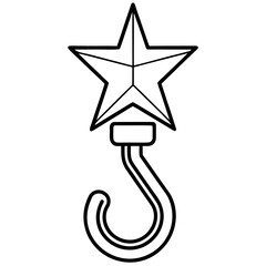 Naklejka premium Star hook illustration in black and white for industrial and decorative themes showcasing engineering principles