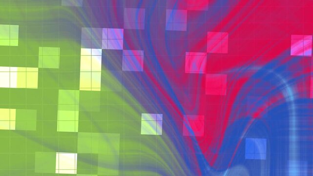Abstracts Twirl Blink Square, Abstract colorful background with squares and flowing shapes perfect for modern design,  Stock royalty free video.