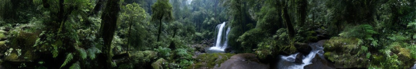 Obraz premium Lush rainforest waterfall hdri panoramic environment map 360-degree viewpoint
