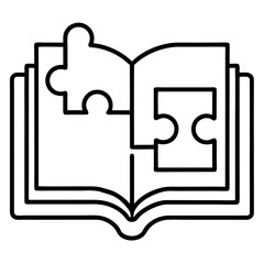 Book with puzzle pieces as an icon to represent education and knowledge combined for success