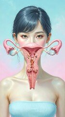 Woman with female reproductive system