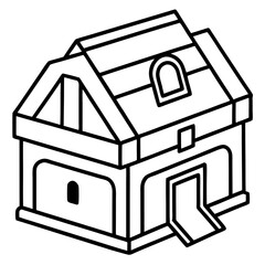 Isometric farm barn structure drawing design architectural plan and simple illustration on white background