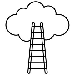 Ladder to cloud concept minimalist illustration for business goals and aspirations metaphor vector