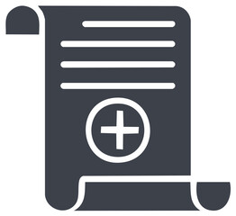 Fototapeta premium Healthcare Medical Document Icon with Plus Sign Symbol and Prescription Text