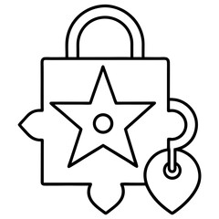 Line art puzzle lock with star and heart representing complex security and connection systems