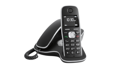 Modern cordless phone isolated on transparent background is a convenient and stylish communication device for home or office, offering clear sound and range