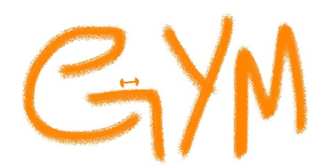 Gym Hand-Drawn Orange Text | Handwritten Word Gym for Fitness and Workout Promotion, Health Club Advertisement