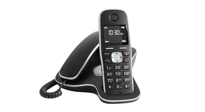 Modern cordless phone isolated on transparent background is a convenient and stylish communication device for home or office, offering clear sound and range