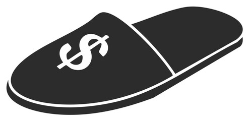 Obraz premium Dollar Sign on a Black Slipper Icon Symbolizing Financial Comfort and Home Luxury