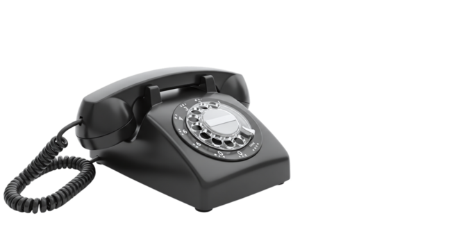 Vintage rotary dial telephone isolated on transparent background, a classic communication device with a nostalgic charm, offering a glimpse into the past era