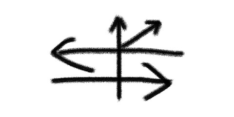 Directional Arrows Indicating Multiple Paths and Options | Hand-Drawn Illustration for Navigation, Strategy, and Business Concepts