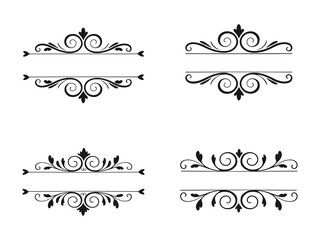 Elegant decorative dividers, ornate line separators, vintage flourish design vector