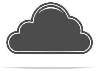 Fototapeta premium Gray Cloud Silhouette Icon, White Outline, Weather Concept