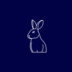 Fototapeta premium Rabbit outline on dark blue