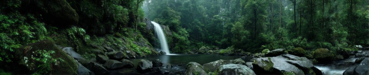 Exported waterfall in lush rainforest hdr panoramic 360-degree view natural beauty
