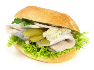 Fish - Herring Bun on white Background