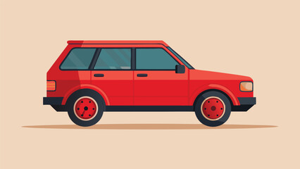Red station wagon illustration against a light background showcasing automotive design and transportation