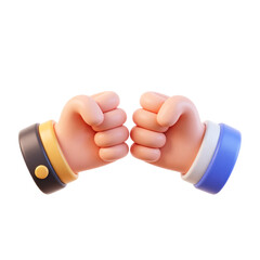 Business Two Hands Fist Bump Gesture 3D Render Icon Illustration Cute Cartoon Style Collaboration Unity Concept