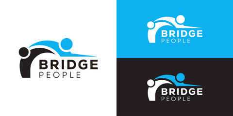 Creative simple people growth logo template. Connecting people logo design vector illustration.