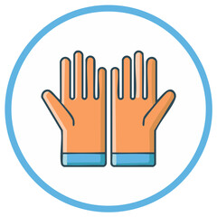 Obraz premium Two Open Hands Protected with Gloves in a Clean Blue Circle Frame Icon
