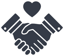 Obraz premium Business handshake partnership deal with love symbol as a heart, showing cooperation agreement affection or support