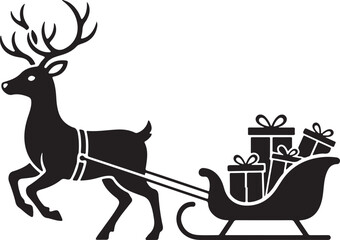 Christmas Deer Vector Line Art Clipart