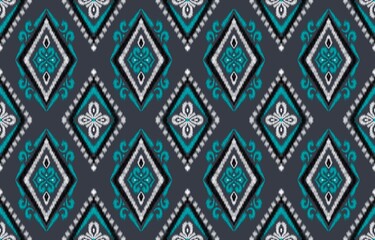 Gray and Teal Diamond Ikat Seamless Pattern for Fabric, Wallpaper and Home Decor
