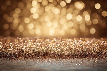 Golden Glitter Background With Bokeh