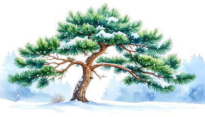 Winter pine tree snowy landscape