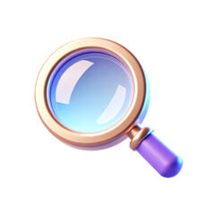 Magnifying Glass Search Tool 3D Render Icon Illustration Cute Cartoon Style Research Zoom Concept