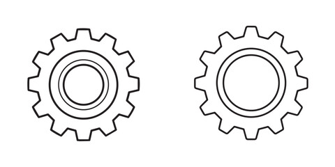 Two Simple Outline Gear Icons with Cog Teeth on a Clean White Background