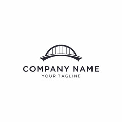 Simple black and white logo design featuring a bridge with text below for branding.