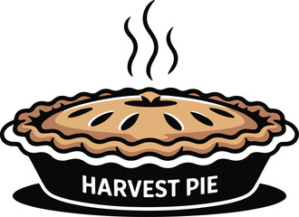 Thanksgiving Pie Dish Silhouette Vector Black on White
