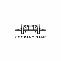 A minimalist black line art logo featuring an arched bridge, a simple and modern design for a company.